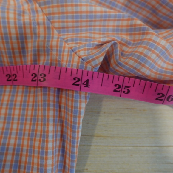 Lauren Ralph Lauren Men’s Dress Shirt – Orange Blue Check Plaid, Size 16 34/35 L - Picture 5 of 6